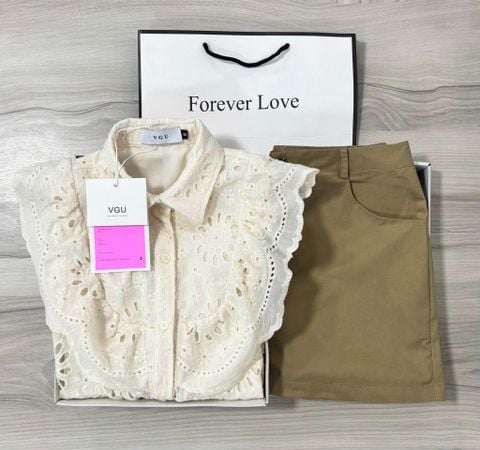 VGU0391 - SET ÁO REN KIỂU KEM - QUẦN SHORT
