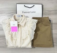 VGU0391 - SET ÁO REN KIỂU KEM - QUẦN SHORT