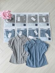 VGU0382- ÁO SƠ MI SỌC XÁM ĐEN TAY BO CHUN ( ÁO LẺ)