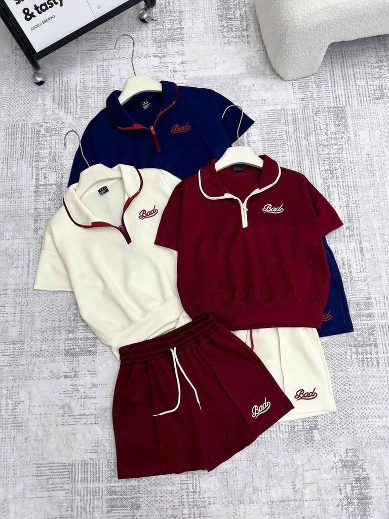 TB8492 - SET THỂ THAO NGẮN THÊU (XANH ĐEN)
