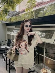SKY8477 - SET ÁO IN BÉ GÁI - QUẦN SHORT