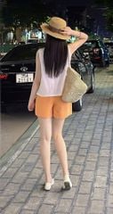 VGU0527 Set sơmi sát nách chân bèo, Quần short Cam