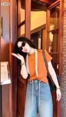 VRA0623 - SET ÁO THUN TRƠN + QUẦN JEAN LỬNG PHỐI DÂY