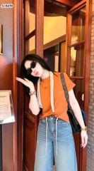 VRA0623 - SET ÁO THUN TRƠN + QUẦN JEAN LỬNG PHỐI DÂY