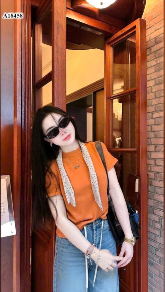 VRA0623 - SET ÁO THUN TRƠN + QUẦN JEAN LỬNG PHỐI DÂY