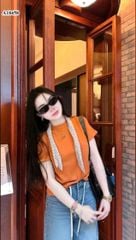 VRA0623 - SET ÁO THUN TRƠN + QUẦN JEAN LỬNG PHỐI DÂY