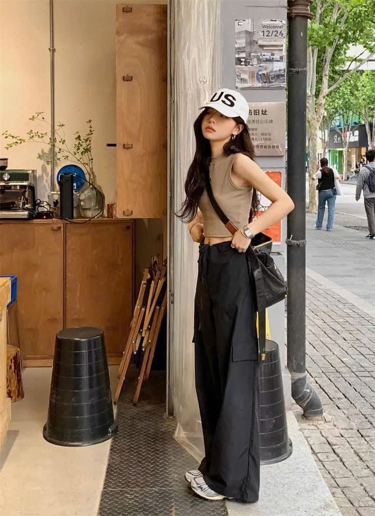 KS0819 - SET ÁO THUN 3 LỔ - QUẦN DÙ ĐEN
