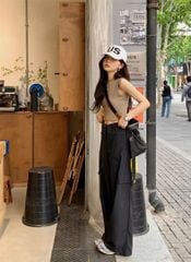 KS0819 - SET ÁO THUN 3 LỔ - QUẦN DÙ ĐEN
