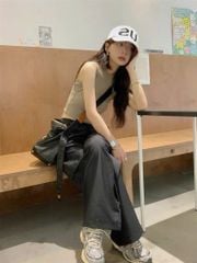 KS0819 - SET ÁO THUN 3 LỔ - QUẦN DÙ ĐEN