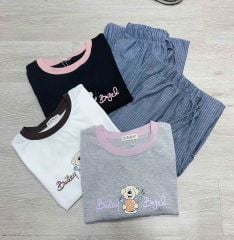 TB8413 - SET ÁO IN XÁM - QUẦN DÀI SỌC