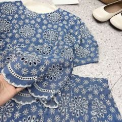 TB8459 - SET ÁO + QUẦN SHORT REN HỌA TIẾT THỔ CẨM