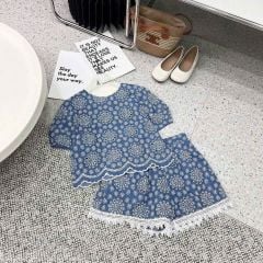 TB8459 - SET ÁO + QUẦN SHORT REN HỌA TIẾT THỔ CẨM
