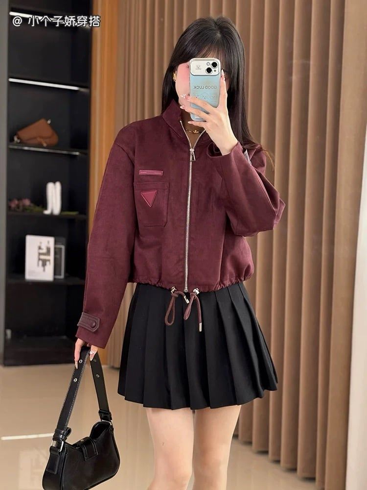 QCC1122 ÁO KHOÁC PHỐI TÚI DÂY RÚT ĐỎ