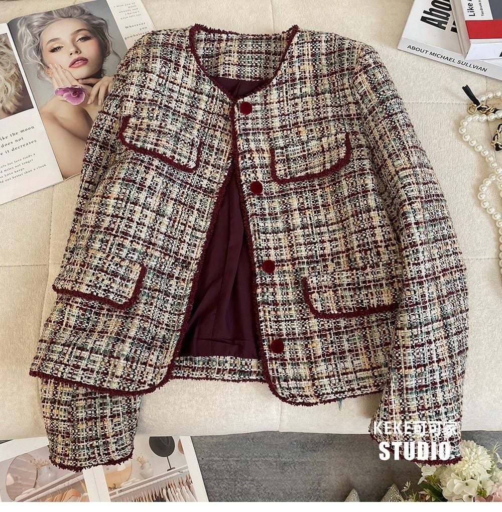 QCC0077 KHOÁC DẠ PHỐI TÚI VIỀN ĐỎ