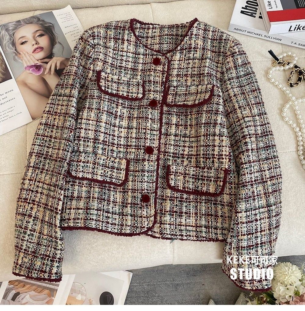 QCC0077 KHOÁC DẠ PHỐI TÚI VIỀN ĐỎ