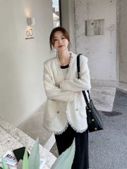 QCC1123 KHOÁC DẠ KEM PHỐI NÚT KIM LOẠI