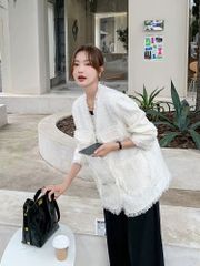 QCC1123 KHOÁC DẠ KEM PHỐI NÚT KIM LOẠI