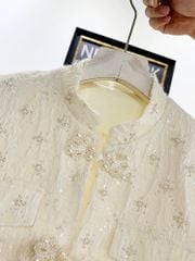 QCC0032 KHOÁC DẠ KIM SA NÚT NGỌC KEM