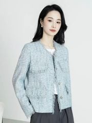 QCC0076 KHOÁC DẠ XANH PHỐI TUA RUA