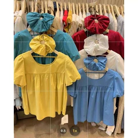 LEN2475 ÁO BABYDOLL TRƠN + CỘT TÓC (VÀNG)