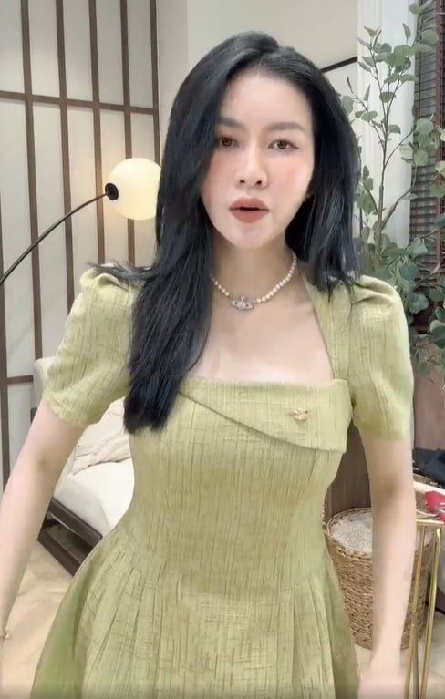 SKY7473- Đầm TB tay phồng Xanh