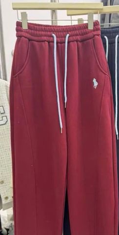 QCC1111-Quần thun lót nỉ thêu họa tiết Đỏ