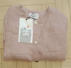 QCC0005- Áo khoác dạ nút khắc hoa phối 4 túi Hồng