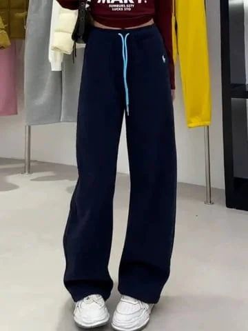 QCC1111-Quần thun lót nỉ thêu họa tiết Đỏ