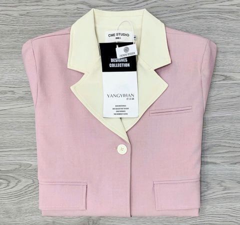 TQ7234-Áo vest phom lửng phối cổ Hồng
