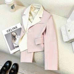 TQ7234-Áo vest phom lửng phối cổ Hồng
