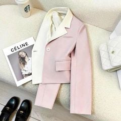 TQ7234-Áo vest phom lửng phối cổ Hồng