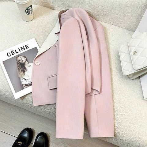 TQ7234-Áo vest phom lửng phối cổ Hồng