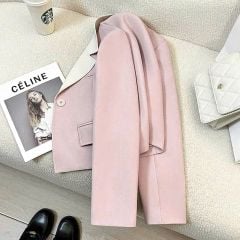 TQ7234-Áo vest phom lửng phối cổ Hồng
