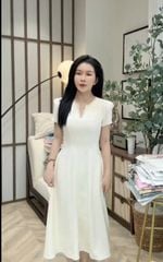 KS0326 ĐẦM TK PHỐI VIỀN ĐÁ (KEM)