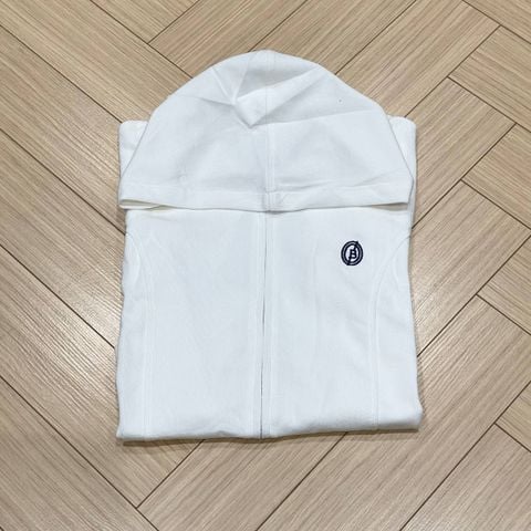 LEN1331 ÁO THUN KHÓA KÉO CÓ NÓN (TRẮNG)