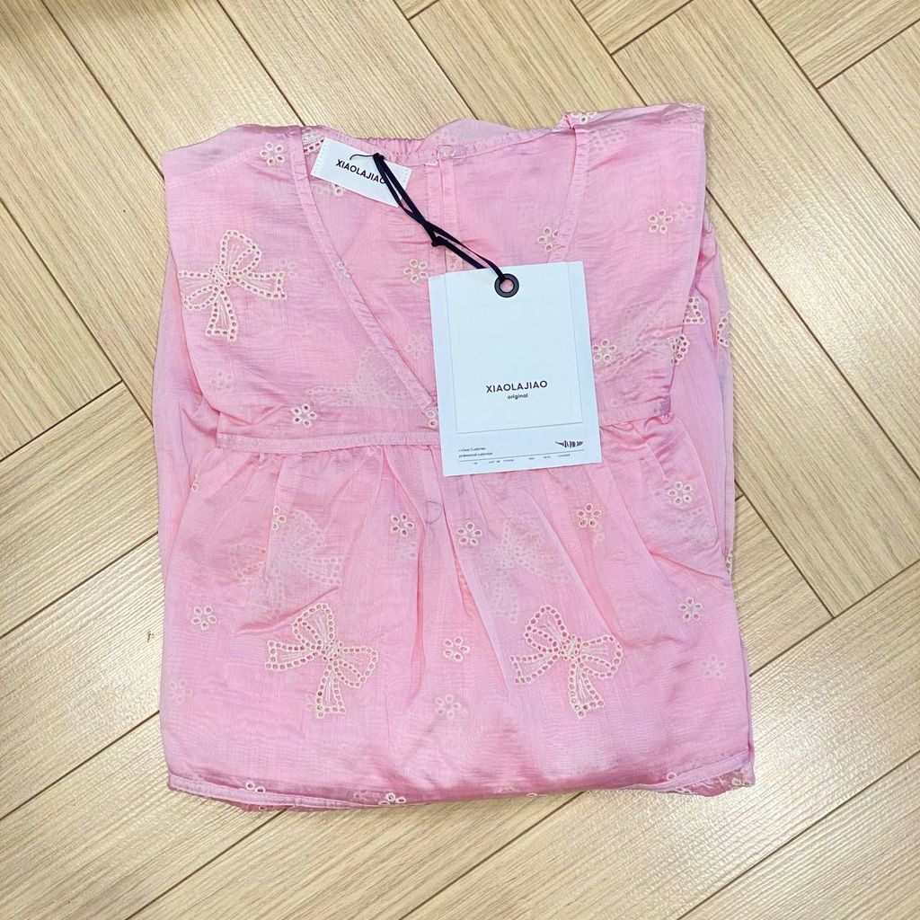 LEN1344 SET TƠ THÊU NƠ, QUẦN SHORT (HỒNG)