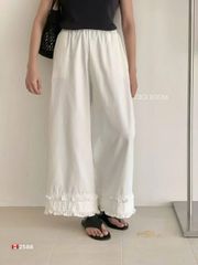 LEN2558-Quần Jean suông ống nhúng bèo Trắng