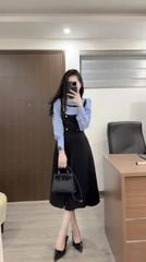 SKY2887- Set QC áo phối tay, CV Đen CC B9