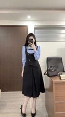 SKY2887- Set QC áo phối tay, CV Đen CC B9