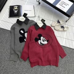 LEN0143 ÁO LEN MICKEY PHỐI SƠMI (ĐỎ)