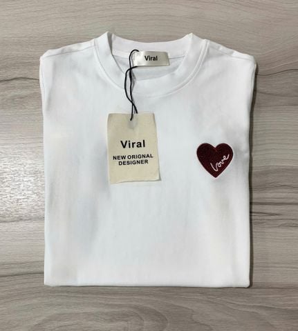 VRA0239 ÁO THUN THÊU TIM (TRẮNG)