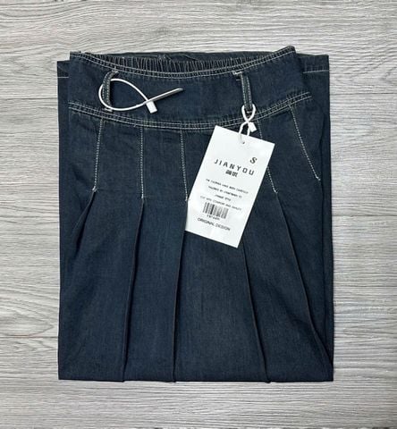 TB7440 CHÂN VÁY DENIM DÀI XANH ĐẬM