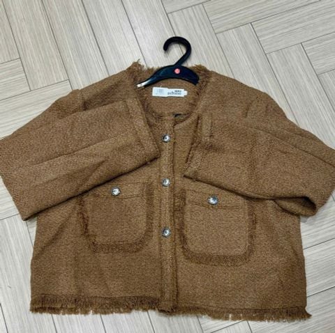 QCC0059- Áo dạ phối túi Nâu