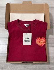 VRA0327-Set QC áo thun đỏ in tim, CV dài Kem