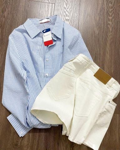 VGU8997 SET SƠMI SỌC, QUẦN SHORT KEM