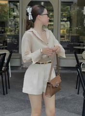 VGU9037 - Set Sơ Mi, Quần Short Full Kem ( ko kèm nịt)