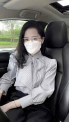 TQ3920-Set công sở áo sơ cột nơ cổ, quần dài Đen