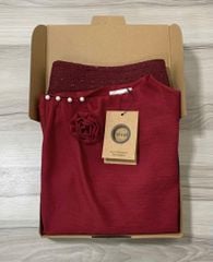 VRA0334 - Set áo voan tag hoa + Chân váy đỏ