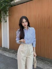 KS0196-Áo sơ mi phối cổ sọc Xanh (áo lẻ)