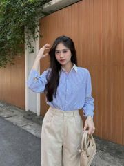 KS0196-Áo sơ mi phối cổ sọc Xanh (áo lẻ)